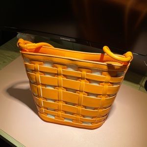 Basket Weave Woven Bucket Bag – A New Day in Orange